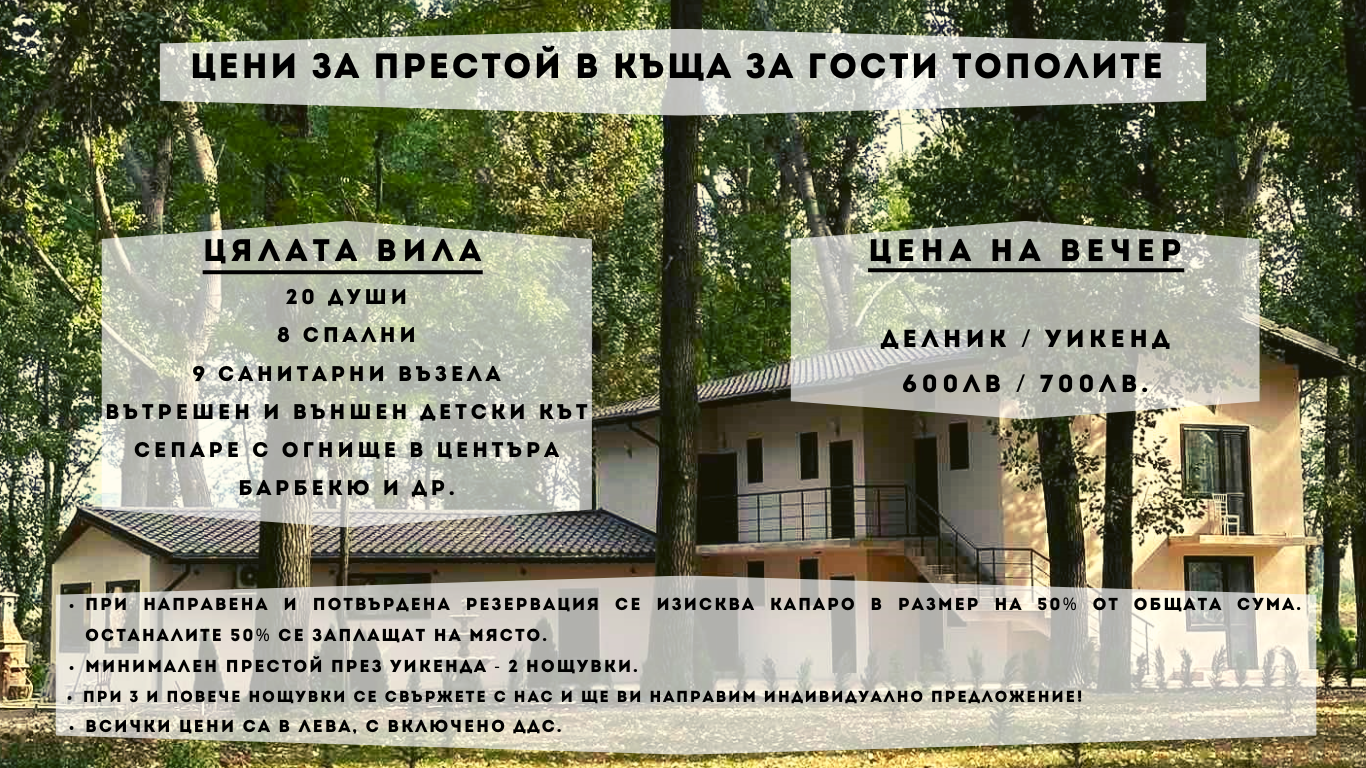 цени къща за гости тополите